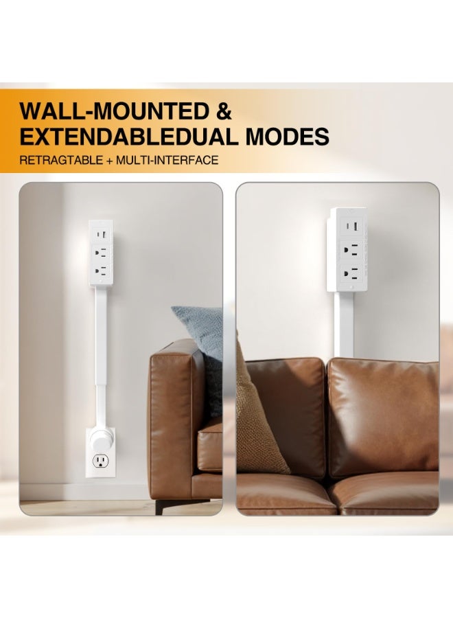 Electrical Outlet Extender Features USB-A, USB-C, and 2 AC Electrical Outlet Extender Stick for Hard to Reach Spaces Extends 22"-27", Rotates 180°. Use Behind Couches, Nightstands, Desks, and More - Image 5