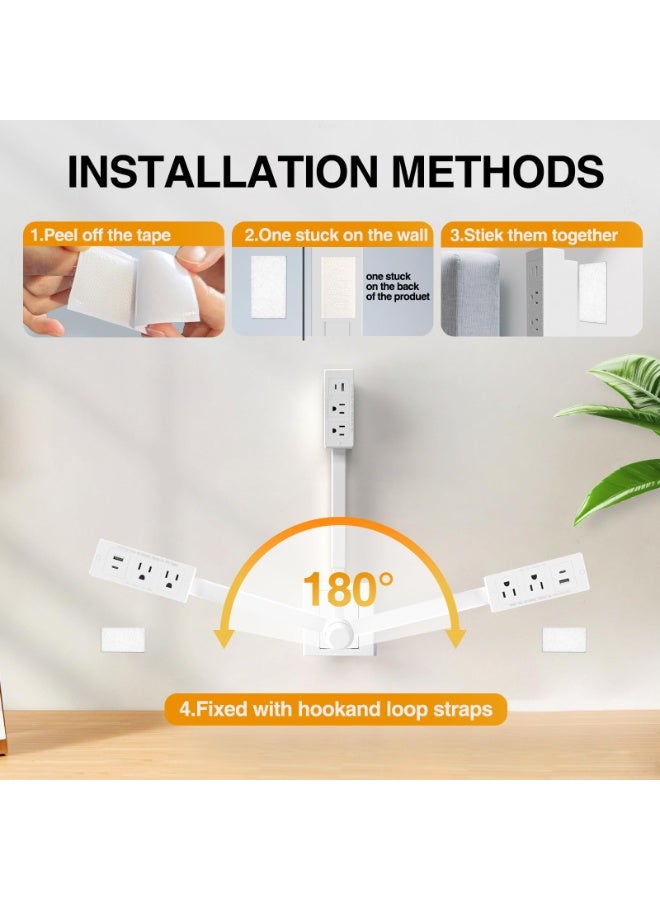 Electrical Outlet Extender Features USB-A, USB-C, and 2 AC Electrical Outlet Extender Stick for Hard to Reach Spaces Extends 22"-27", Rotates 180°. Use Behind Couches, Nightstands, Desks, and More - Image 4