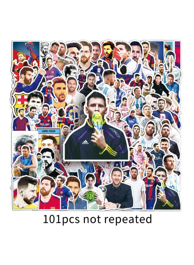 ١٠١ ملصقًا بتصميم جرافيتي لنجم كرة القدم ميسي. مناسبة للصق على الجيتار أو الدفاتر أو الحقائب. ملصقات مقاومة للماء. - Image 1