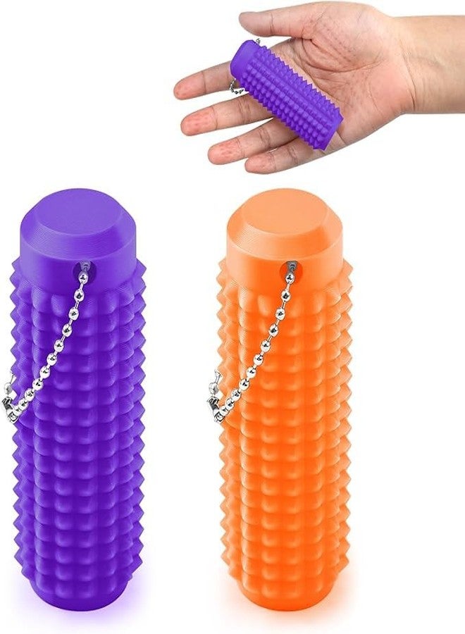 Beoals Little Ouchies Massage Roller Fidget Toy with Keychain, Blue and Black, Stress Relief Sensory Tool for Adults and Teens (Purpal & Orange) - Image 1
