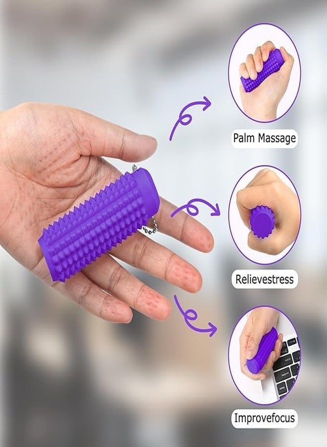 Beoals Little Ouchies Massage Roller Fidget Toy with Keychain, Blue and Black, Stress Relief Sensory Tool for Adults and Teens (Purpal & Orange) - Image 5