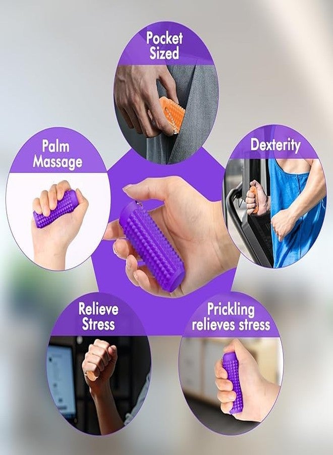 Beoals Little Ouchies Massage Roller Fidget Toy with Keychain, Blue and Black, Stress Relief Sensory Tool for Adults and Teens (Purpal & Orange) - Image 4