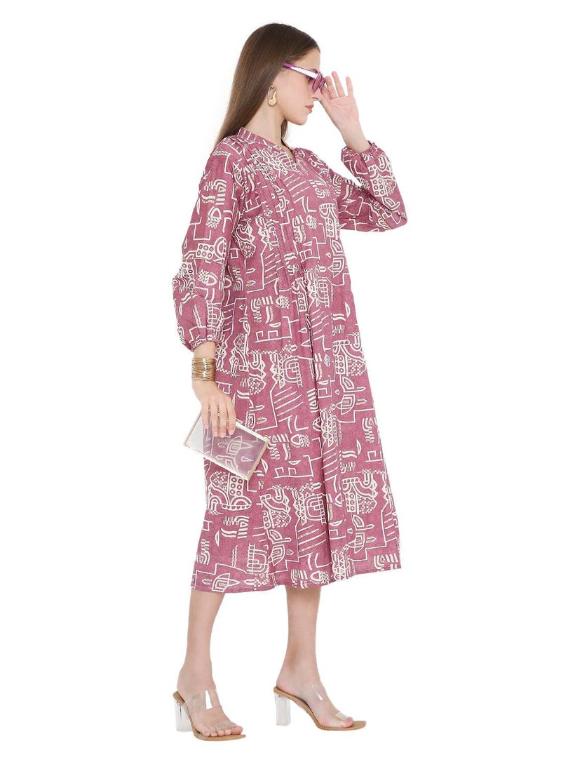 HANA & SARA UNIQUE PRINTED SHORT FARASHA MODEST WEAR ARABIC KAFTAN JALABIYA DRESS  - Image 5