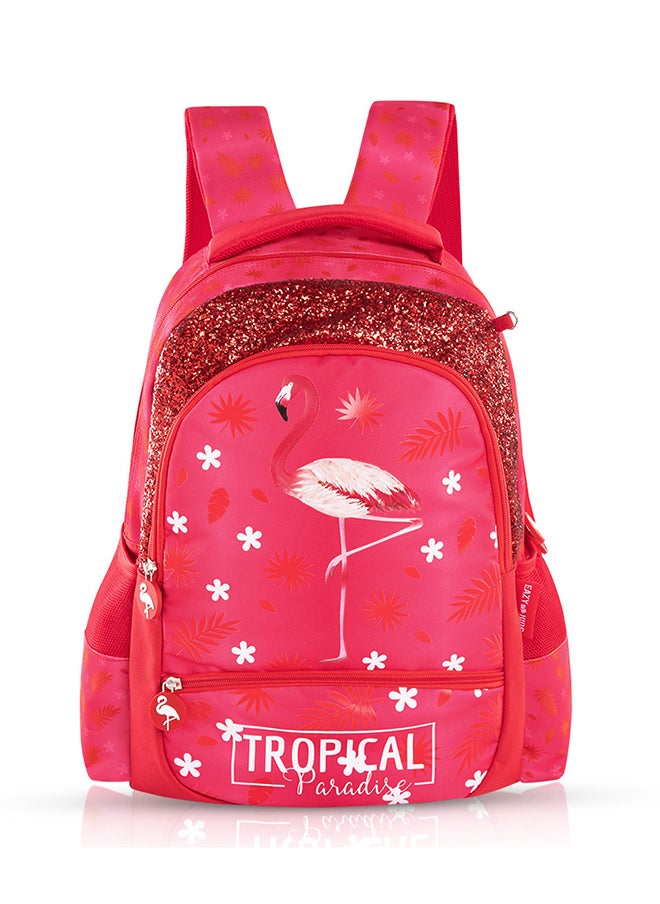 Eazy Kids 17 Inch Set Of 5 School Bag With Bento Box Stainless Steel Water Bottle 640ml, Lunch Bag And Pencil Case - Tropical Pink  - Image 3