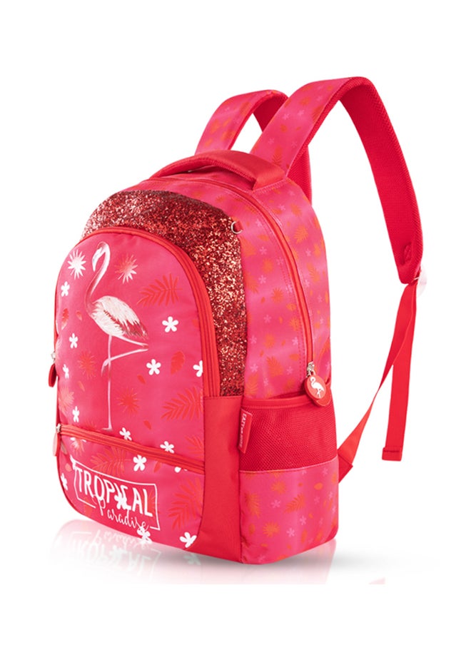 Eazy Kids 17 Inch Set Of 5 School Bag With Bento Box Stainless Steel Water Bottle 640ml, Lunch Bag And Pencil Case - Tropical Pink  - Image 5