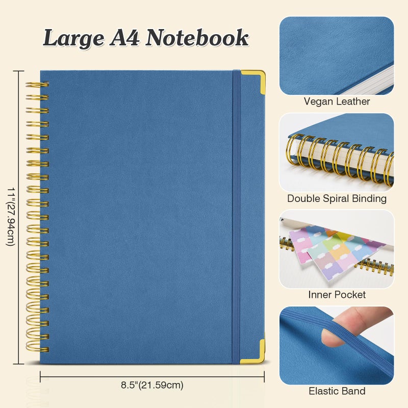 OMEYA Graph Paper Notebook, Spiral Grid Notebook 8.5" X 11", Hardcover Leather Journal 300 Pages, 100GSM Thick Grid Paper Notebook, Large A5 Graphing Notebook Journal for Women Men Writing Engineering Work - Image 5