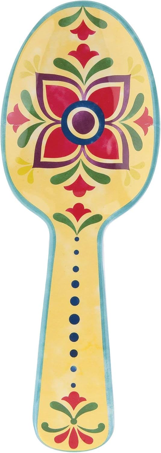 UPware Fiesta Floral Melamine Salad Servers Serving Utensil Set Includes Serving Fork and Spoon for Tossing Salad Pasta Multicolor 1075 Inch Set of 2 - Image 3