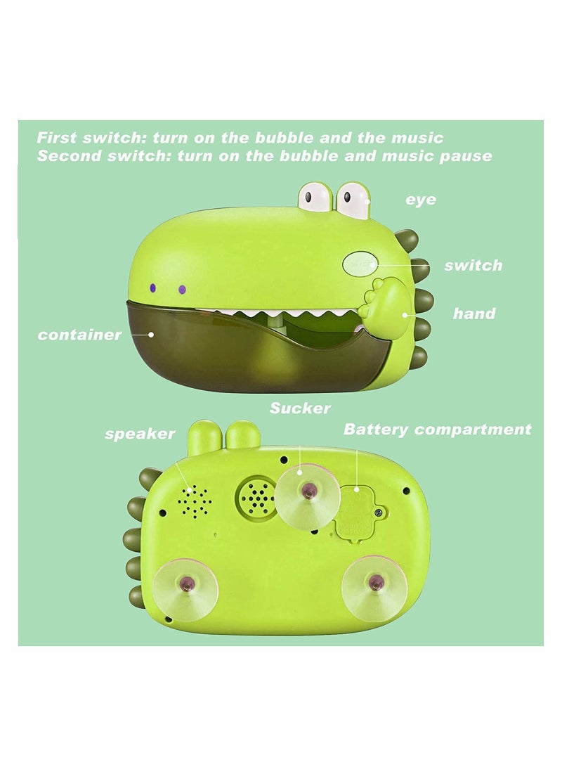 Excefore Bubble Bath Toy Bath Toys Automatically Spit Bubbles Baby Bath Toys Baby Bubble Machine for Tub and Plays 12 Childrens Songs Dinosaur Bathtub Toys Bubble Maker, Green - Image 5