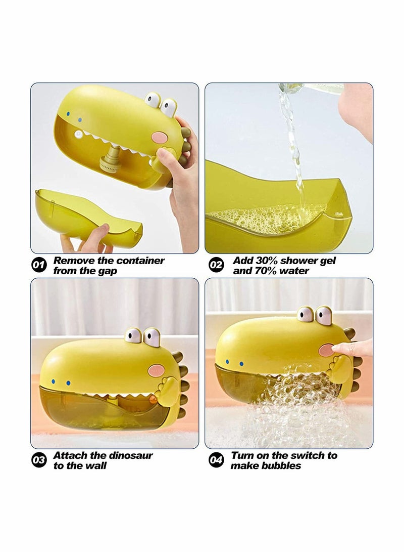 Excefore Bubble Bath Toy Bath Toys Automatically Spit Bubbles Baby Bath Toys Baby Bubble Machine for Tub and Plays 12 Childrens Songs Dinosaur Bathtub Toys Bubble Maker, Green - Image 3
