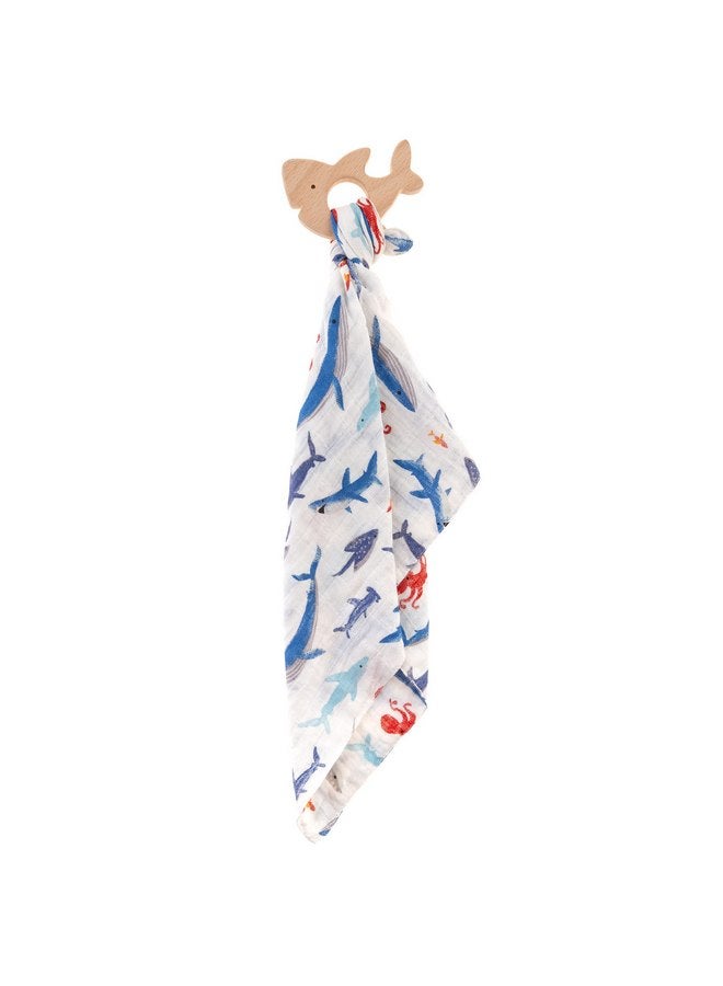 Stephen Joseph Muslin Lovie with Teether, Shark - Image 1