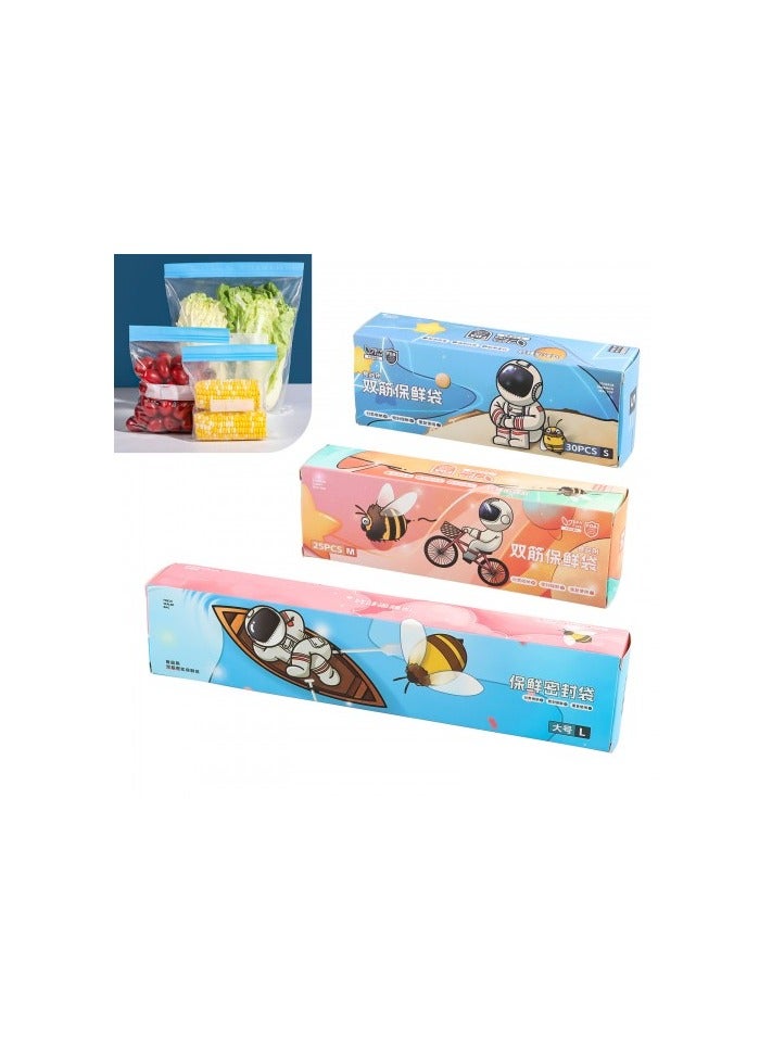 70-Piece Reusable Food Storage Bags Set, Leakproof Ziplock Bags in 3 Sizes for Freezer, BPA-Free Thick PE Material - Image 1