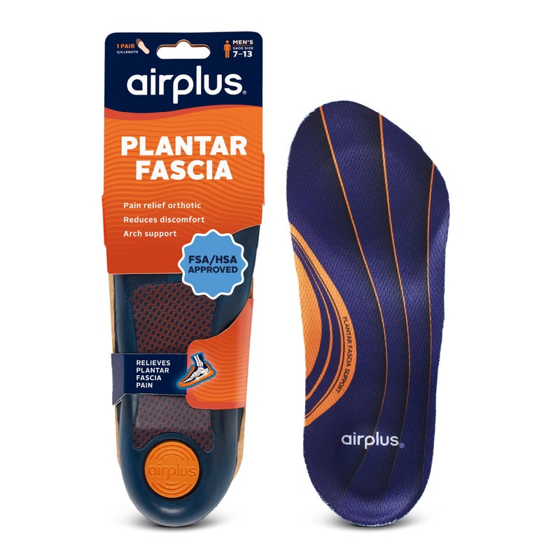 Airplus Plantar Fascia Orthotic 3/4 Length Shoe Insole (FSA&HSA Eligible)-Foam Shell & Gel Heel - Deep Heel Cup, Full-Foot Arch Support-Soft Cushioning & Stability -Fits Most Shoes & Boots-Unisex - Image 1