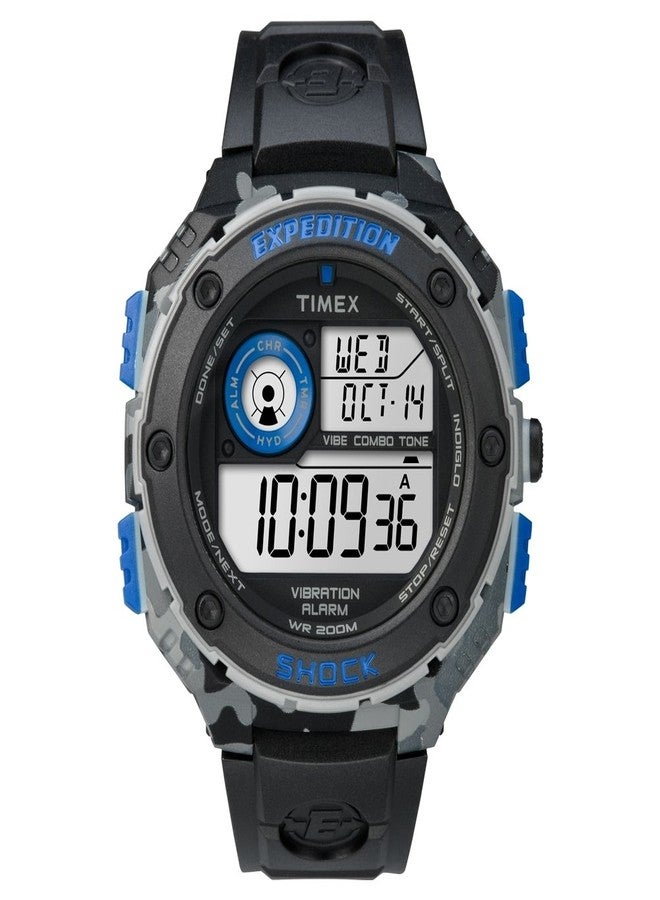 Timex Men's Expedition Vibe Shock Black Digital Display with Black Resin Strap Watch T49983