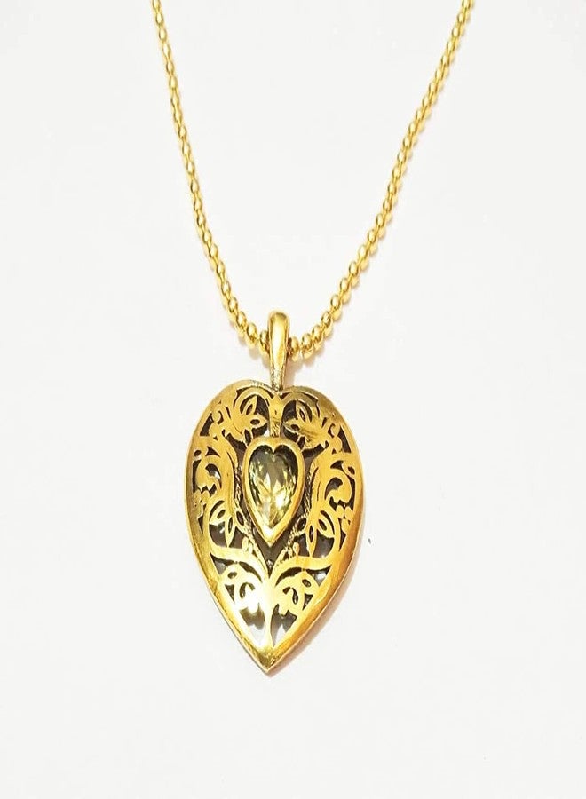 ATHZ Golden Heart pendant with chain || For Ladies || S Hook or CrabClaw closure || Red, Deep Orange, Mid violet or Red cubic zirconia options (Golden, yellow) - Image 2