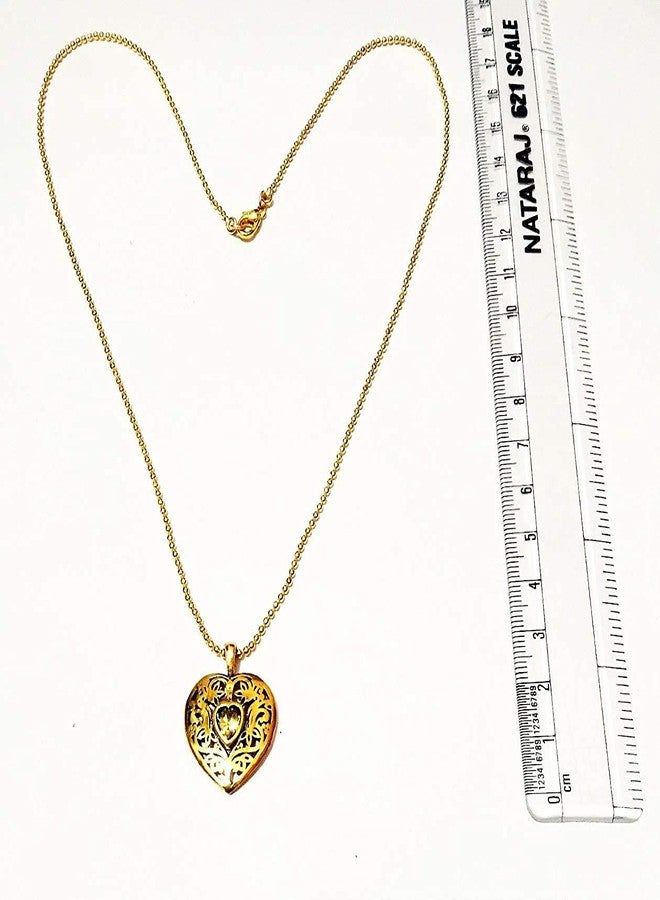 ATHZ Golden Heart pendant with chain || For Ladies || S Hook or CrabClaw closure || Red, Deep Orange, Mid violet or Red cubic zirconia options (Golden, yellow) - Image 3