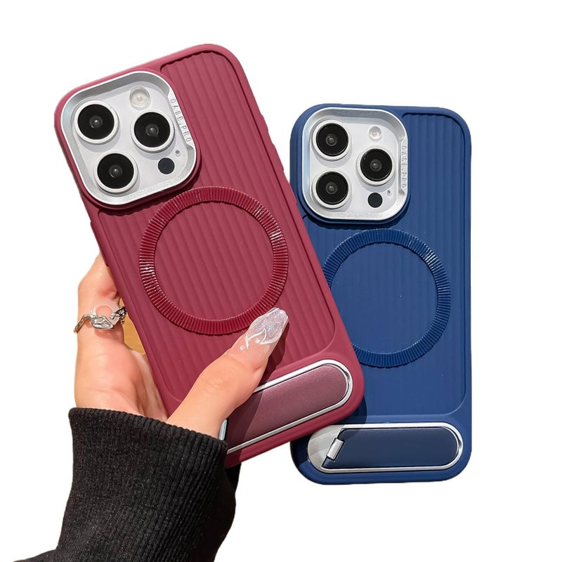 MS Silicone MagSafe Case for iPhone 14 / 14 Plus / 14 Pro / 14 Pro Max with Drop Protection and Kickstand plus Shockproof plus Strong Magnetic plus Full Coverage in Pink - Image 3