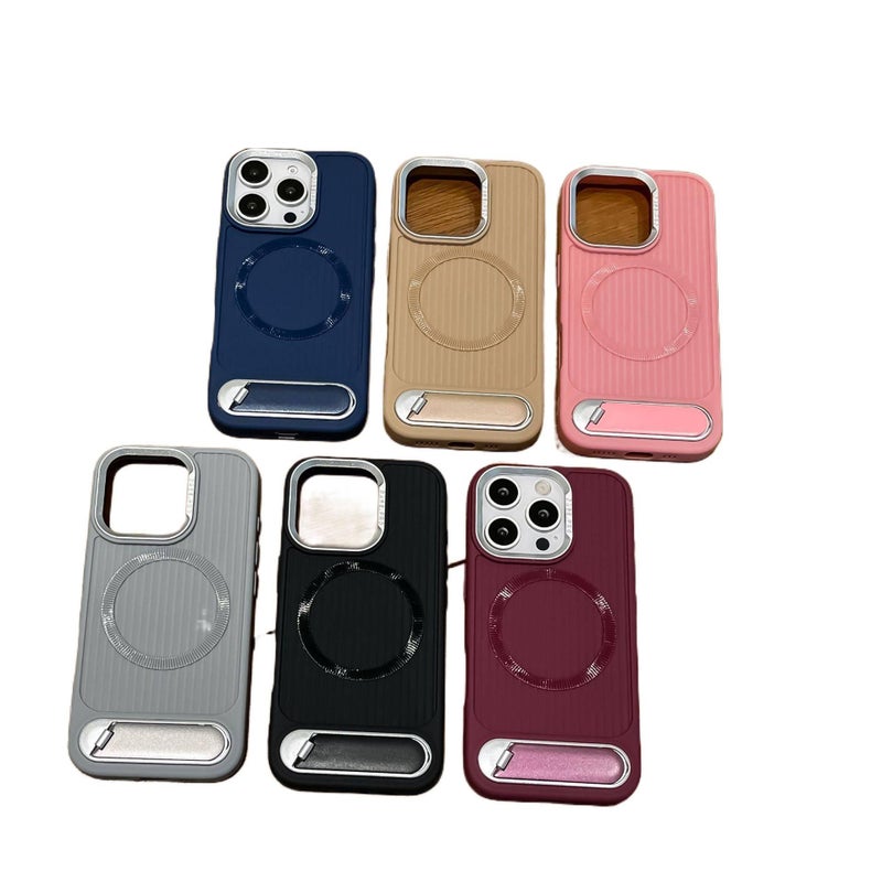 MS Silicone MagSafe Case for iPhone 14 / 14 Plus / 14 Pro / 14 Pro Max with Drop Protection and Kickstand plus Shockproof plus Strong Magnetic plus Full Coverage in Pink - Image 1