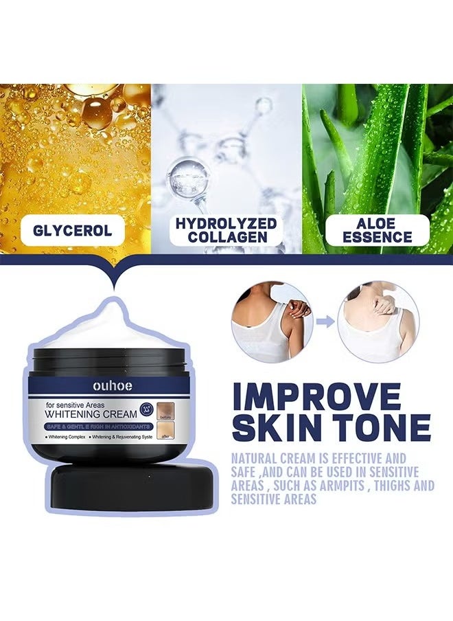 OUHOE - Whitening Cream For Sensitive Areas, Dark Spot Remover For Face And Body For Neck, Underarm Elbows Intimate Areas Knees And Private Areas, Intimate Skin Cream Bleaching Cream 30g - Image 1