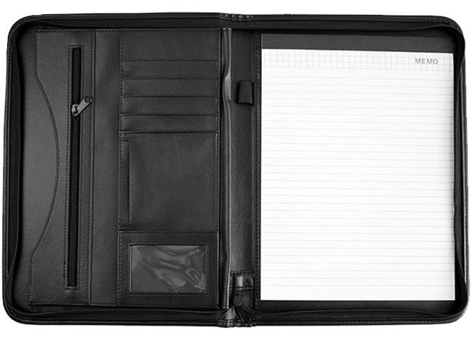 وهاواي A4 File Folder PU Leather Portfolio Business Notebook Organizer with Zipper Business Portfolio Interview Folder for Women and Men Black - Image 1