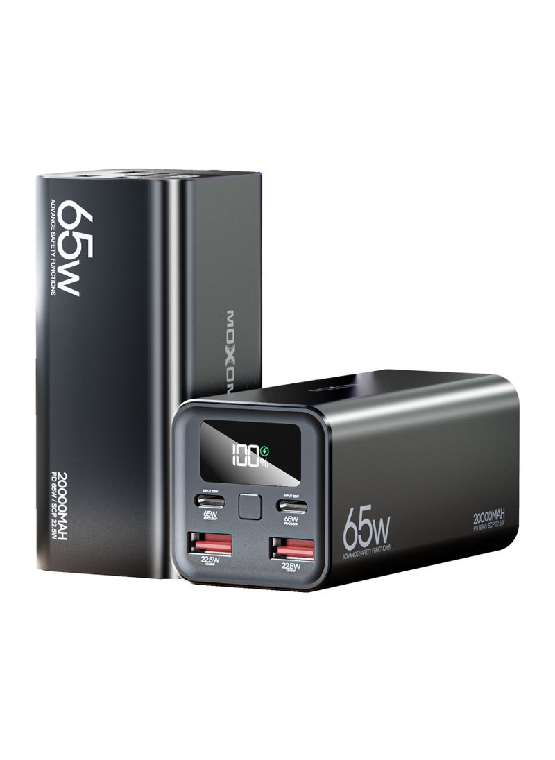 MOXOM MX-PB72 20000 mAh Portable Powerbank with 4 Output and 2 Input 65W PD + 22.5W SCP Charging  - Image 1