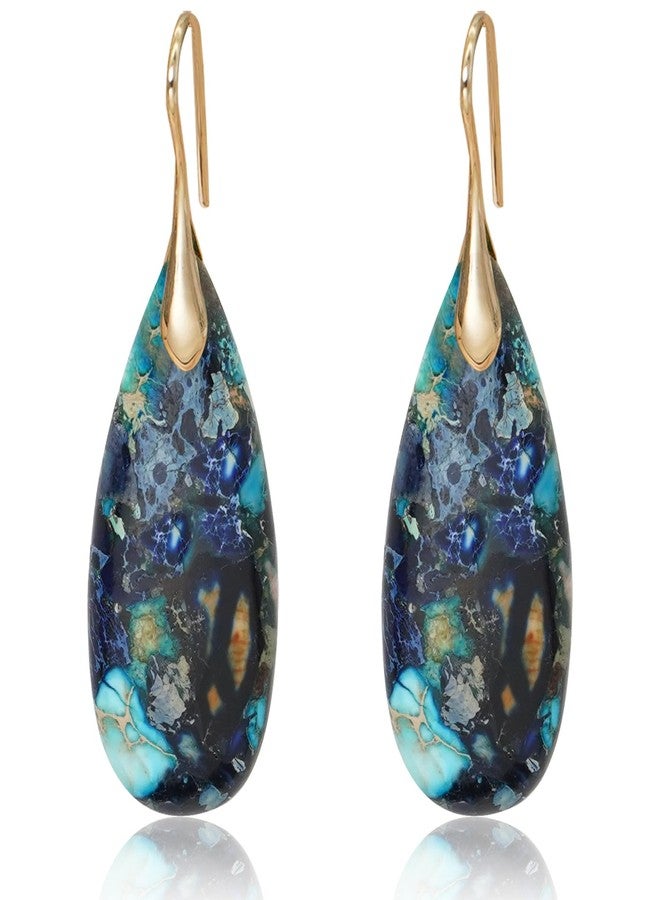 Wovanoo Natural Stone Earrings Waterdrop Stone Dangle Earrings for Women, alloy - Image 1