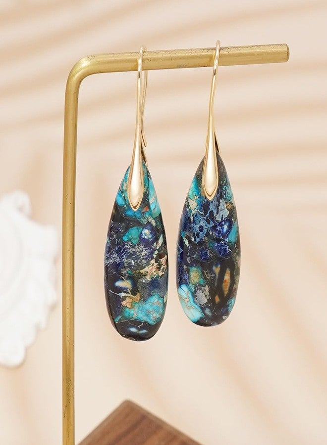 Wovanoo Natural Stone Earrings Waterdrop Stone Dangle Earrings for Women, alloy - Image 4