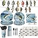 LINHAXM 170PCS Gone Fishing Party Decorations Fishing Birthday Party Decorations Include Plates Cups Cutlery Banner Tablecloth for Ofishally One Birthday Decorations Serve 24 - Image 3