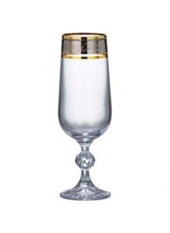 BOHEMIA 6 Piece 280 Ml Gold Plated Flute Glass  - Image 2