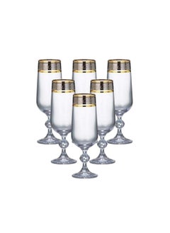 BOHEMIA 6 Piece 280 Ml Gold Plated Flute Glass  - Image 3