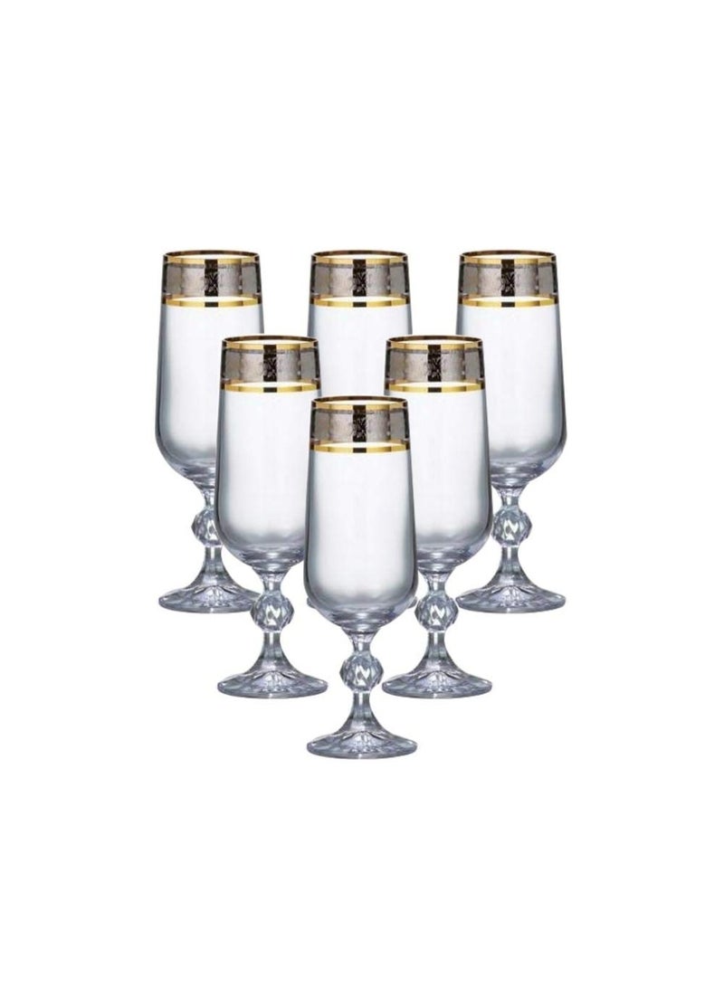 BOHEMIA 6 Piece 280 Ml Gold Plated Flute Glass - Image 3