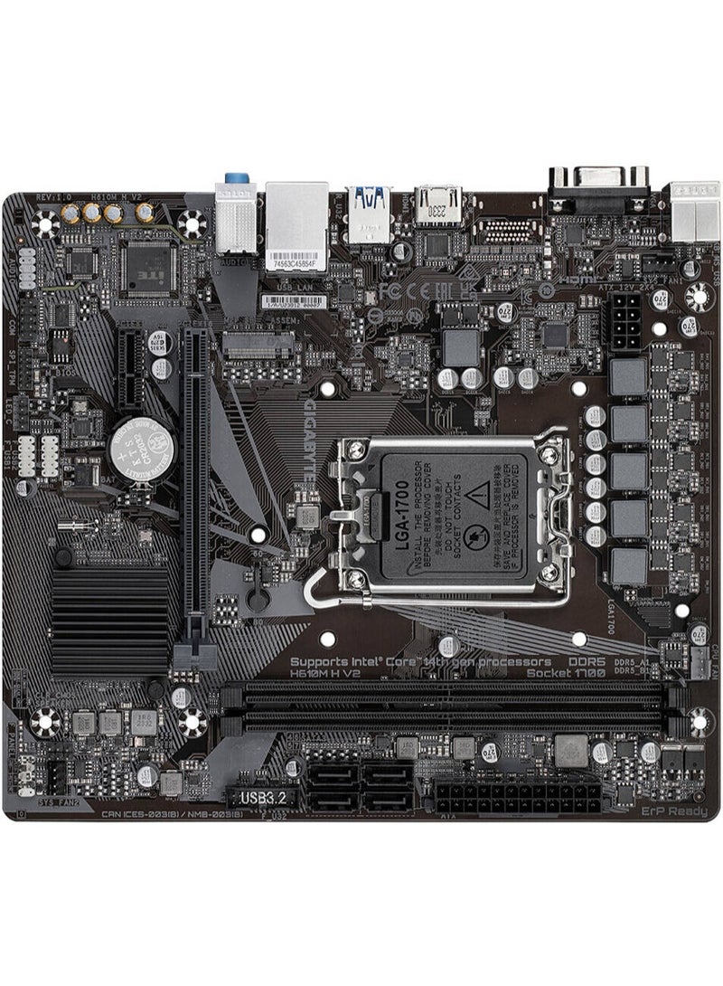 جيجابايت لوحة أم جيجابايت H610M H V2 M-ATX مع مقبس LGA 1700، شرائح Intel H610، ذاكرة DDR5 - Image 4