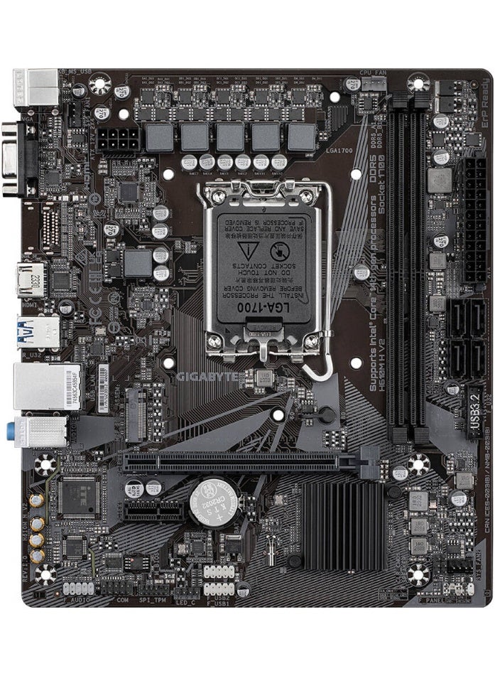 جيجابايت لوحة أم جيجابايت H610M H V2 M-ATX مع مقبس LGA 1700، شرائح Intel H610، ذاكرة DDR5 - Image 2