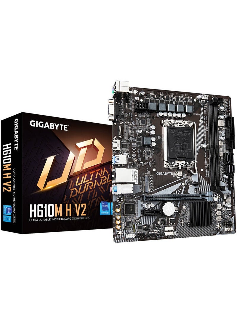 جيجابايت لوحة أم جيجابايت H610M H V2 M-ATX مع مقبس LGA 1700، شرائح Intel H610، ذاكرة DDR5 - Image 1