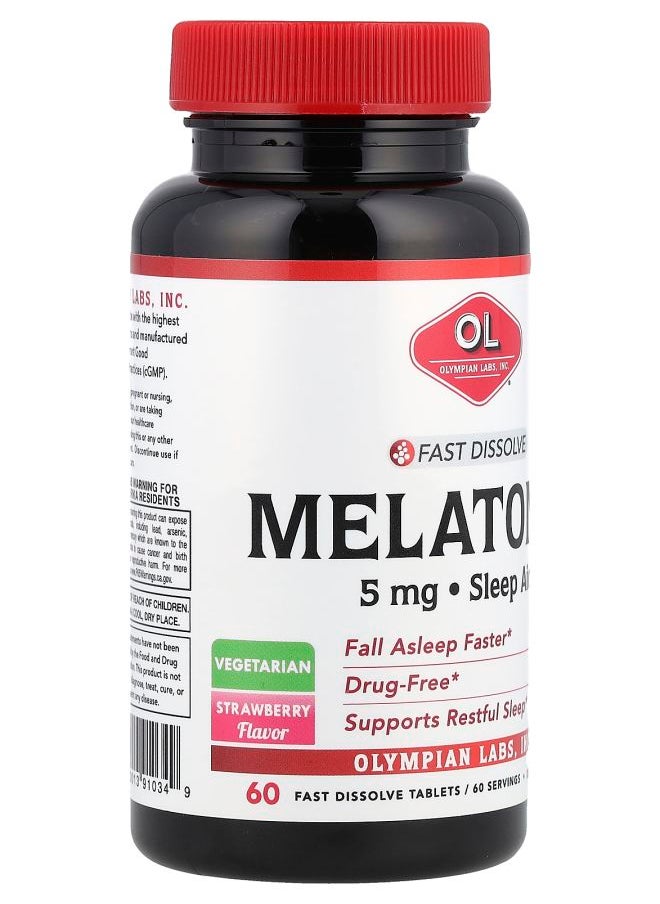 Olympian Labs Fast Dissolve Melatonin Strawberry 5 mg 60 Fast Dissolve Tablets  - Image 2