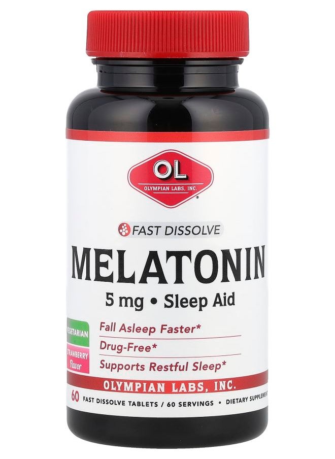 Olympian Labs Fast Dissolve Melatonin Strawberry 5 mg 60 Fast Dissolve Tablets  - Image 1