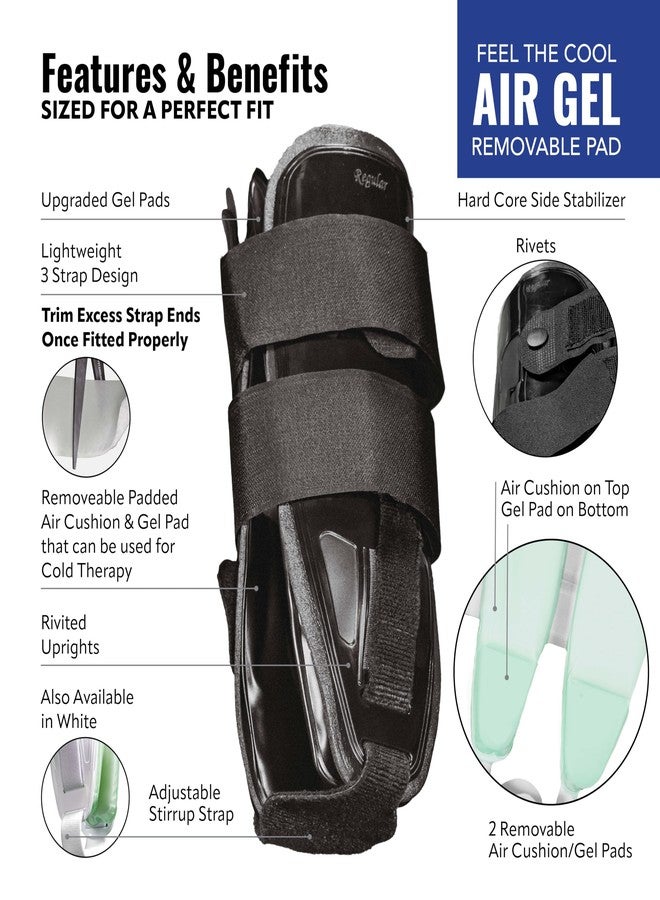 Braceapedia AnklePro Air Cushion Stirrup Ankle Stabilizer Brace - Removable Cold Therapy 3-Strap Rigid Stirrup Ankle Splint w/Gel Pad for Women & Men - Lateral Support for Stability, White, Regular - Image 3