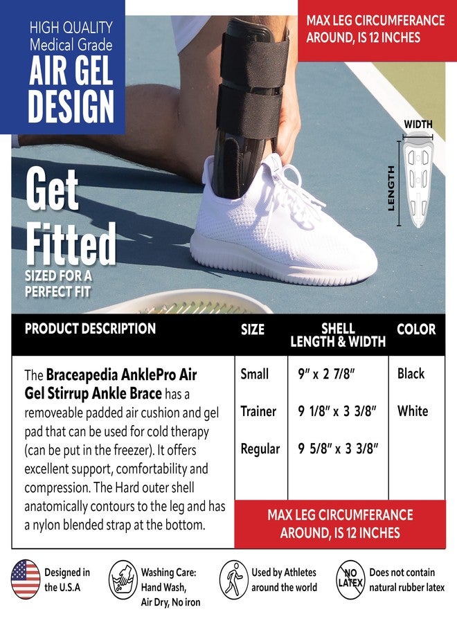 Braceapedia AnklePro Air Cushion Stirrup Ankle Stabilizer Brace - Removable Cold Therapy 3-Strap Rigid Stirrup Ankle Splint w/Gel Pad for Women & Men - Lateral Support for Stability, White, Regular - Image 2