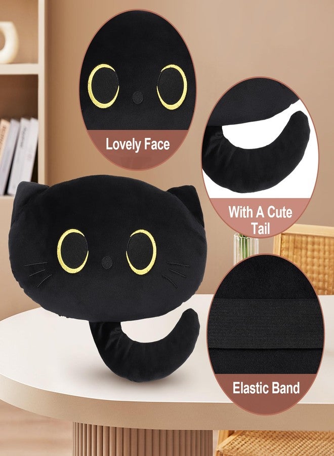 EVOLVEOVER Black Cat Car Headrest Pillow Neck Support Plush Cushion for Driving Seat (2 pcs) - Image 2