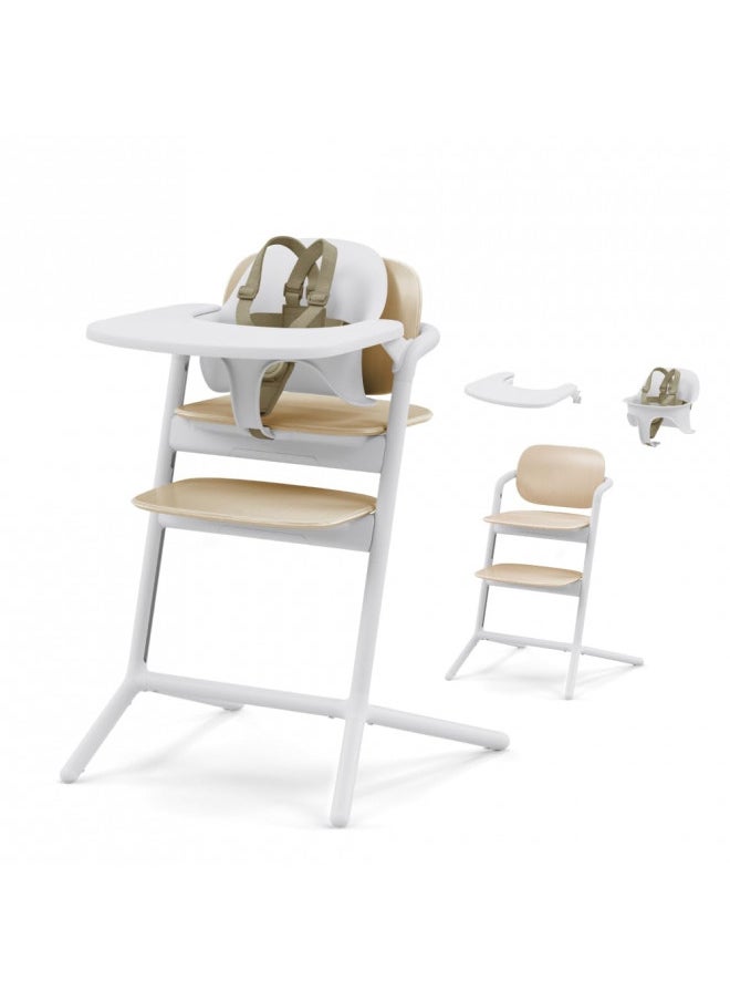 cybex Lemo High Chair With Modern Design, Easy One Hand Depth And Height Adjustment, Anti-Tip Wheels, And Easy Assembly, Convertible To Adult Chair, Sand White  - Image 1