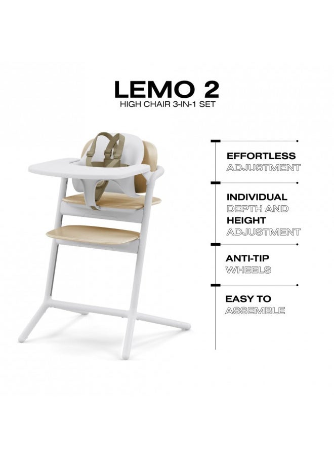 cybex Lemo High Chair With Modern Design, Easy One Hand Depth And Height Adjustment, Anti-Tip Wheels, And Easy Assembly, Convertible To Adult Chair, Sand White  - Image 5