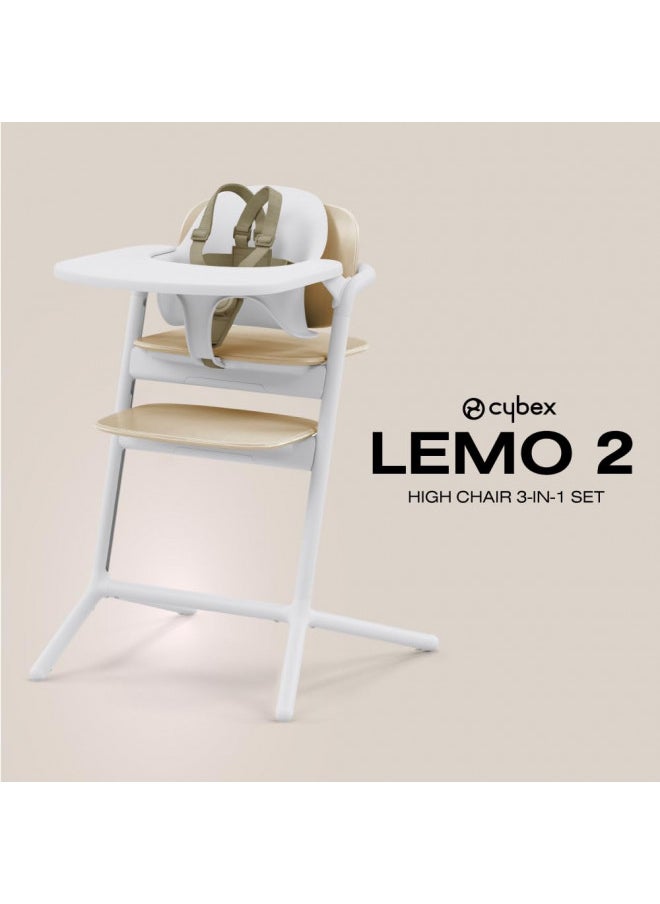 cybex Lemo High Chair With Modern Design, Easy One Hand Depth And Height Adjustment, Anti-Tip Wheels, And Easy Assembly, Convertible To Adult Chair, Sand White  - Image 2