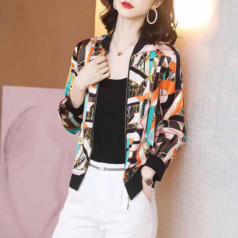 2024 Summer New Large Size Loose Fit Jacket Cardigan Top Short Jacket Trendy Printing Sun Protection Baseball Uniform For Women 3064# 