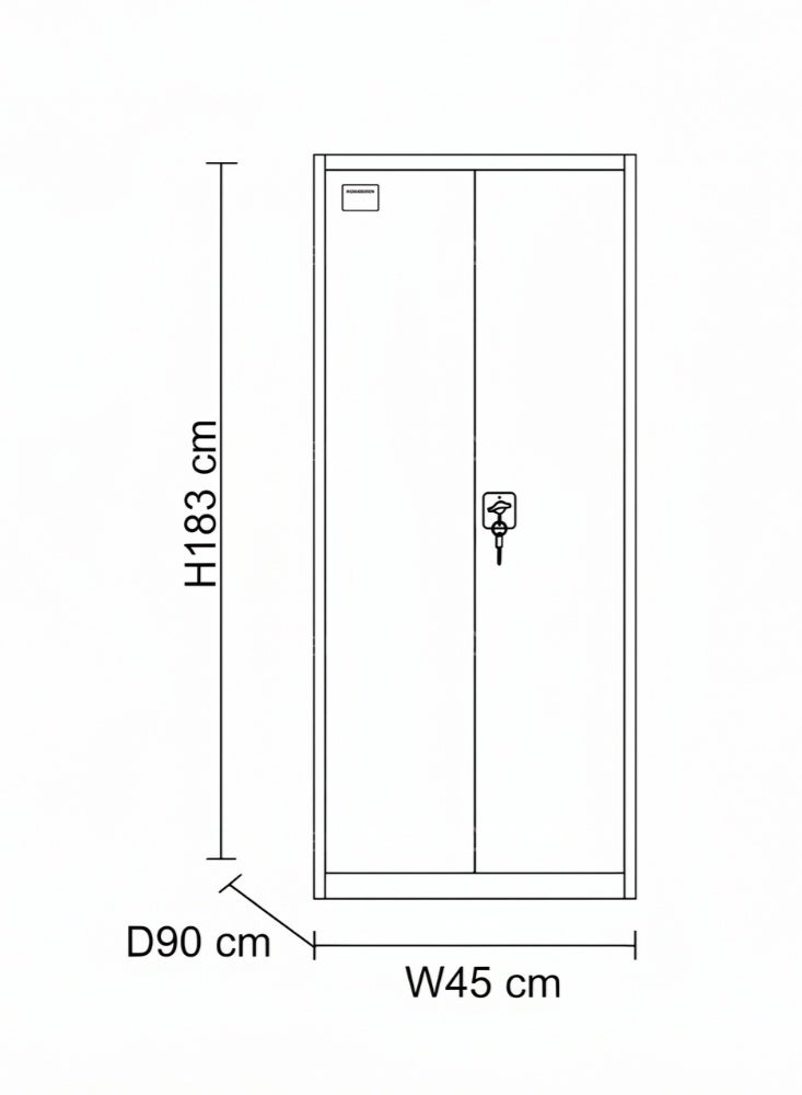 Karnak Amla 2 Door Filling Cabinet with Storage & Shelves | Metal Cupboard for Home, School & Office | Secure Key Lock, Plastic Handles, Multi-Compartment Organizer (Grey) - Image 2