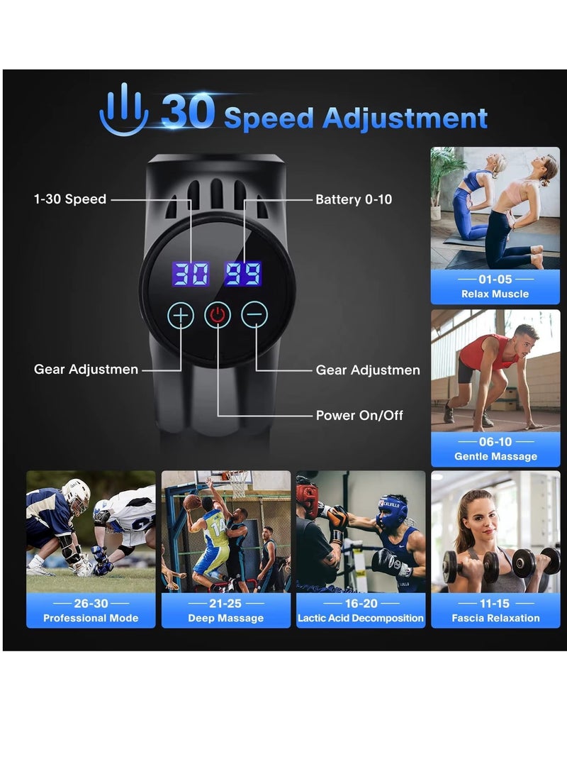 Generic Deep Tissue Muscle Massage Gun | 30 Speeds, 6 Heads | For Pain Relief & Muscle Recovery | With Carry Bag  - Image 3