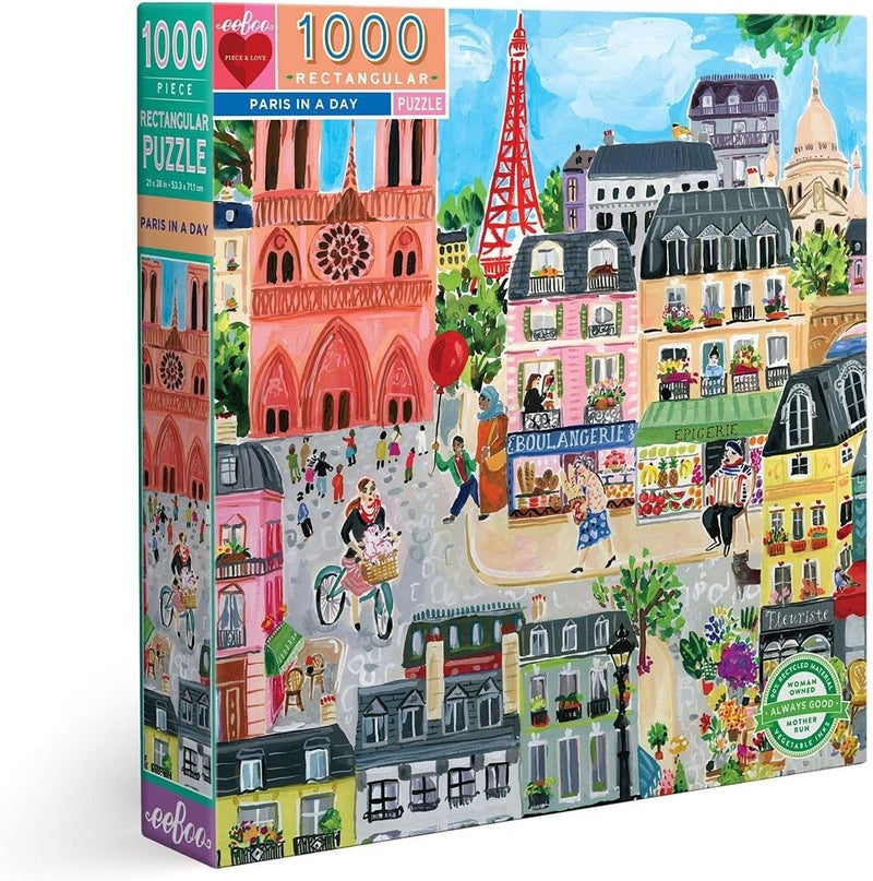 eeBoo Paris In A Day 1000-Piece Rectangular Puzzle - Image 1