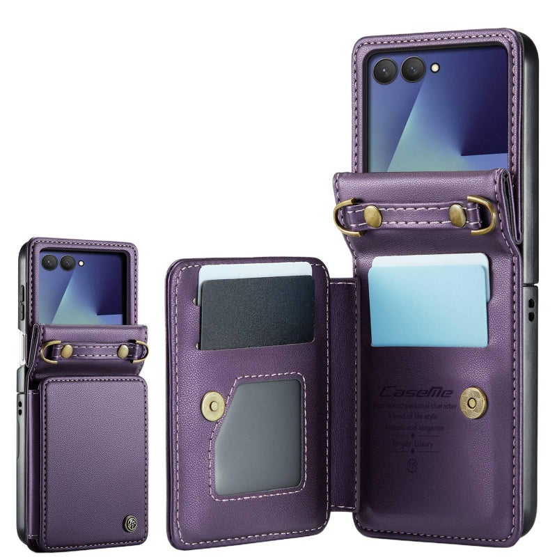 غطاء واقي | لـ Samsung Galaxy Z Flip 7 | حامل قابل للطي | بنفسجي | PC - Image 1