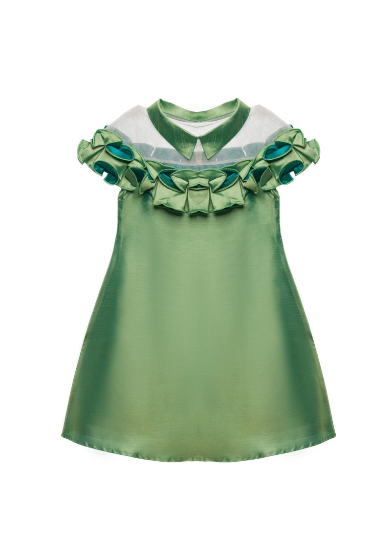 Queen PRINCES GREEN Girls Party Dress, Princess Dress Party Wear Wedding Evening Formal Pageant Dance Gown for Birthday Kid Girls Elegant - Image 2
