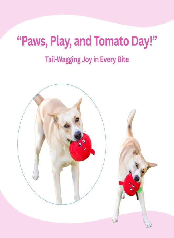 Glow Pups Dog Toy, Plush Squeaky Tomato Dog Chew Toy for Interactive Play, Durable Cotton Construction, Promotes Mental Stimulation and Reduces Stress, 5.75"x6", Red - Image 4