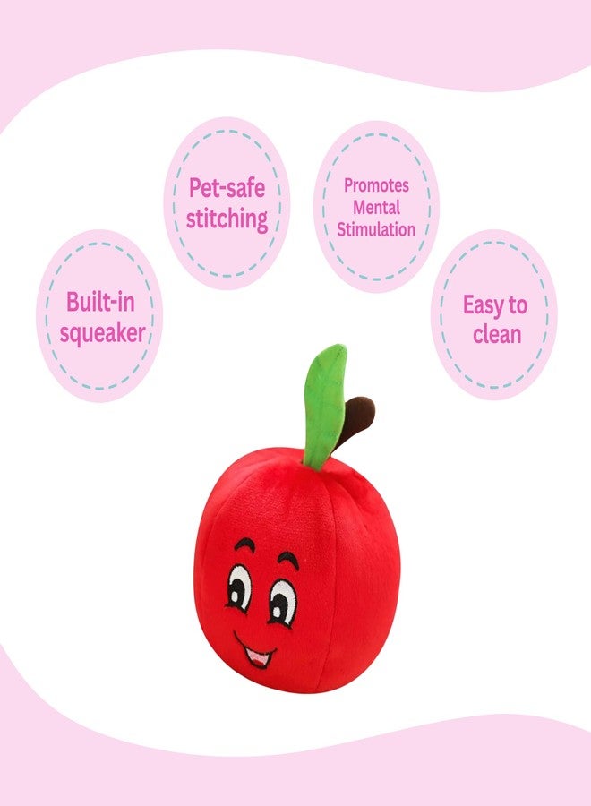 Glow Pups Dog Toy, Plush Squeaky Tomato Dog Chew Toy for Interactive Play, Durable Cotton Construction, Promotes Mental Stimulation and Reduces Stress, 5.75"x6", Red - Image 3