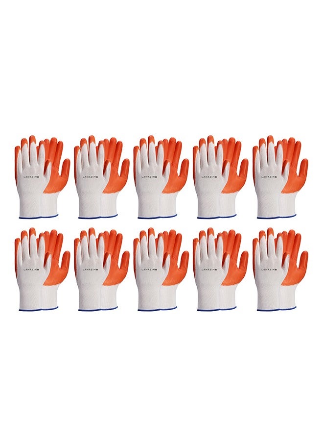 LAWAZIM Cotton Working Gloves-10 Pairs Red & White- Protective Non-Slip Rubber with Comfortable Fit Knitted Breathable Fabric -Durable Work Gloves for Gardening Repairs Construction and DIY Projects  - Image 1